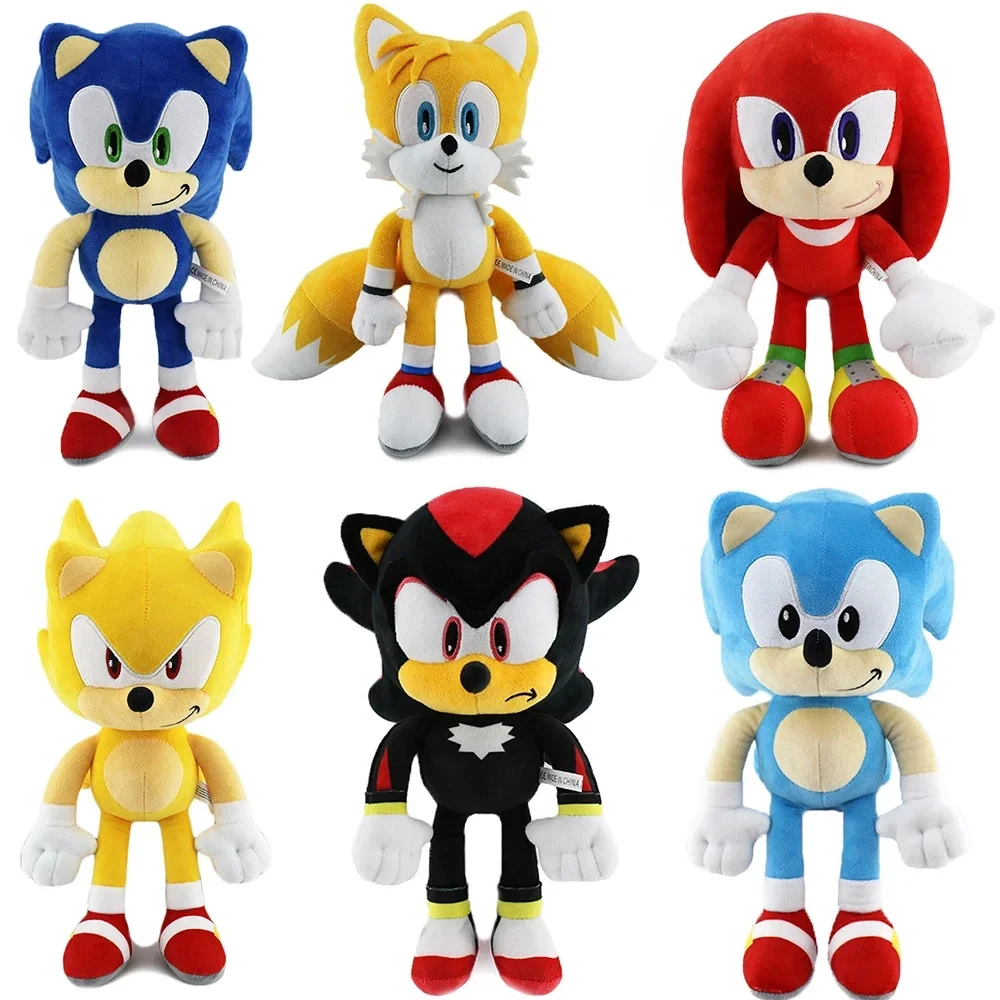 ★30CM High quality Sonic Plush Toy The Hedgehog Sonic Knuckles Tails Cute Cartoon Soft Stuffed Doll Birthday Gift for Children