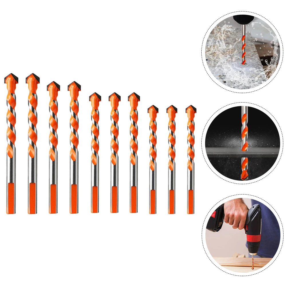 

10pcs Drill Bit Set for Tile Ceramic Glass Hole Opener Hard Alloy Coated Long Lasting Fast Drilling Chip Removal