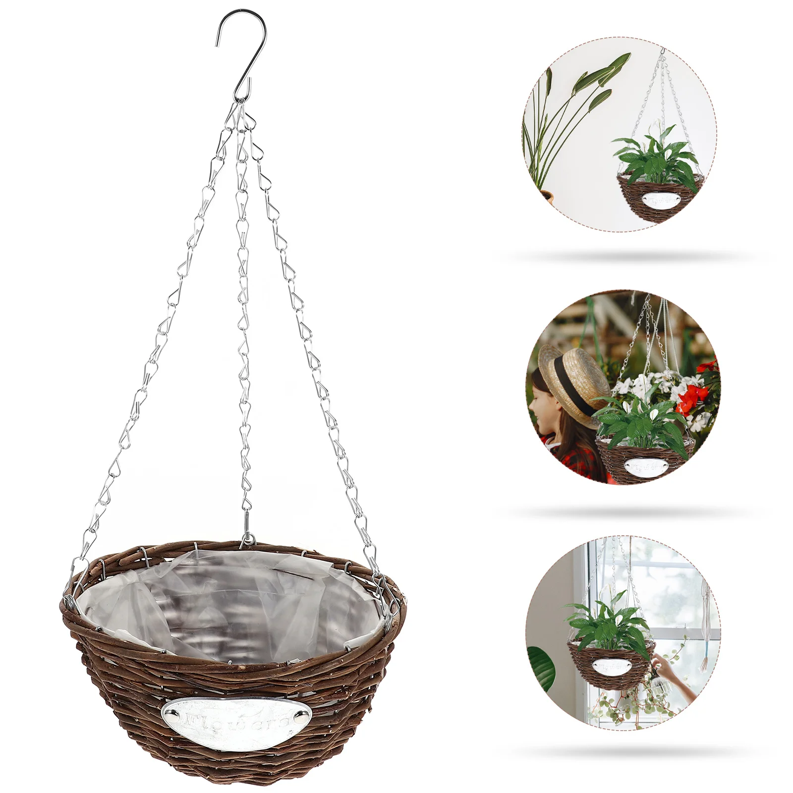 

2Pcs Hanging Planter Pot Sturdy Woven Design Flower Basket for Home Office Dorm Garden Patio Decorative Plant Container