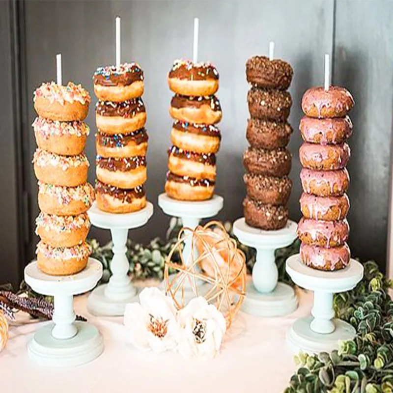 1set Wooden Donut Holder Wedding Birthday Party Doughnuts Dessert Display Stand Home Party Tableware Donuts Party Decoration