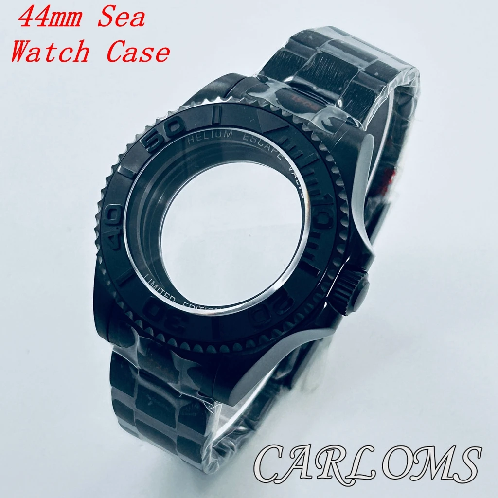 

Black SEA 44mm Watch Case For NH34 NH35 NH36 NH38 NH39 NH70 NH72 Movement Sapphire Glass Ceramic Bezel Diving