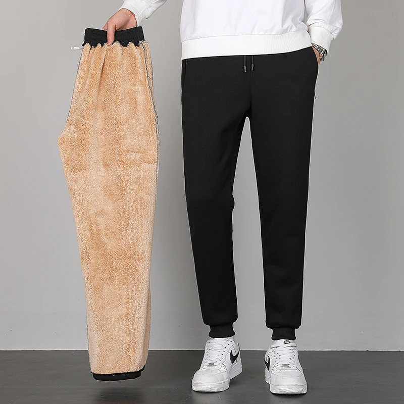 Plus Size Winter Sweatpants Thicken Warm Fleece Lining Trousers Male  Solid Black Gray Joggers Sportswear Casual Pants  7xl 8xl