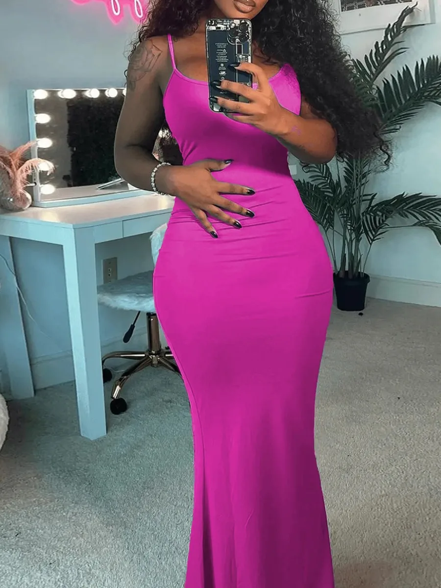 

LW Elegant Plus Size Dresses Women 2025 sleeveless U-Neck maxi Dress Female Basic U Neck Solid Short Dress Ladies