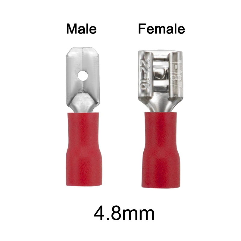 100/50pcs 2.8mm 4.8mm 6.3mm Male Female Spade Terminal Cable Connector Electrical Wire Crimp Butt Wire Connector Cold Press Plug