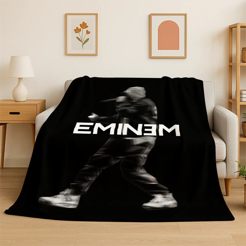 Rapper Eminem Tupac 18pac Hip Hop Rap God Flannel Blanket Soft Warm Throw Blanket for Bedroom Living Room Bed Travel Picnic