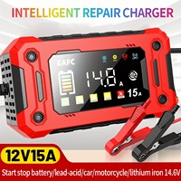 New 12V 15A/8A Smart Car Battery Charger Pulse Repair Automatic Start Fast Charger For Car Motorcycle Truck Lead Acid Batteries