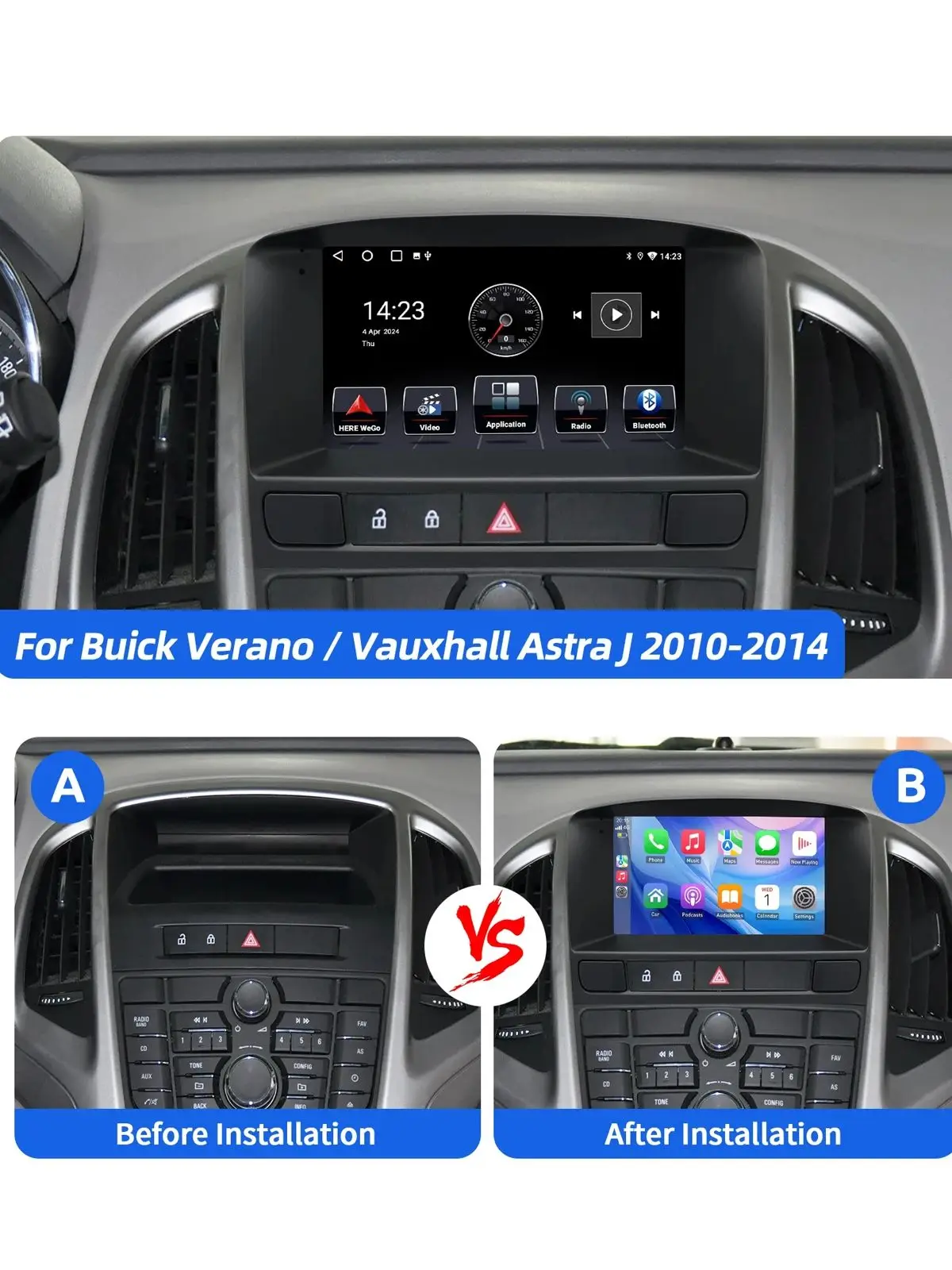 ESSGOO 7" Android 15 64G Autoradio für Opel Astra J 2010-2014 Buick Kabelloses CarPlay Android Auto GPS-Navigation BT Touchscreen