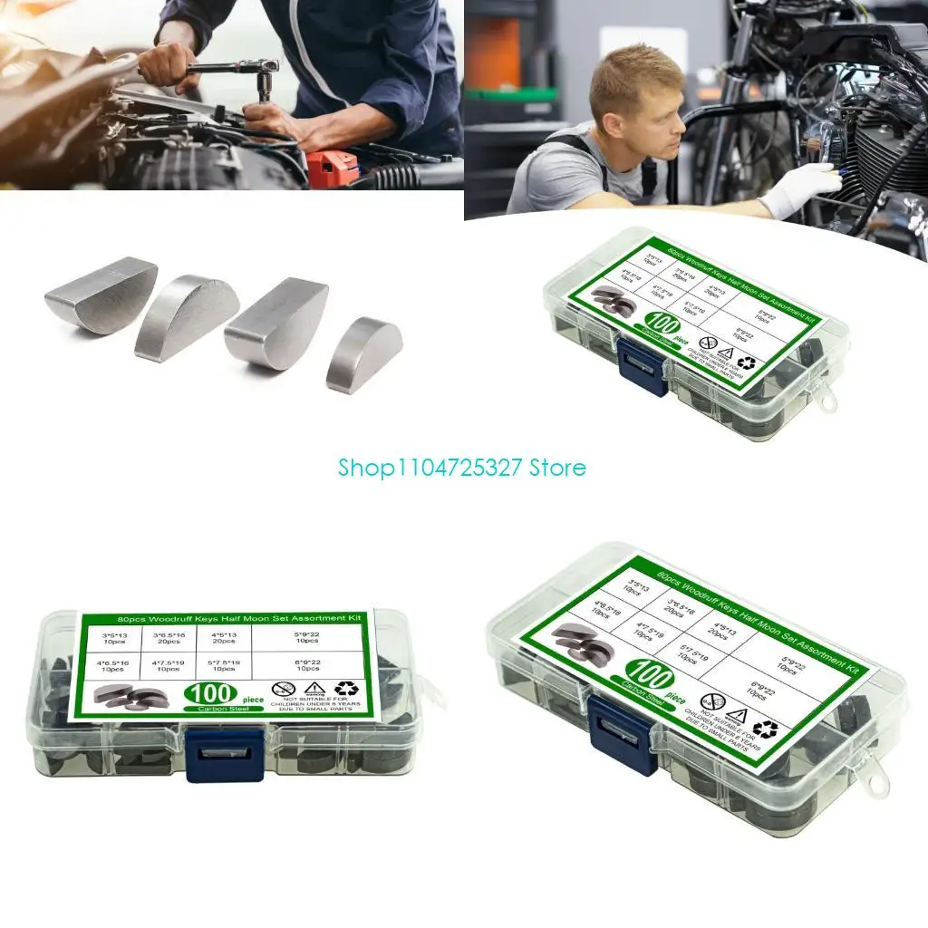 

D8KF 80pcs Not Carbon Steel Half Moon Keys set for Industrial Machinery Use
