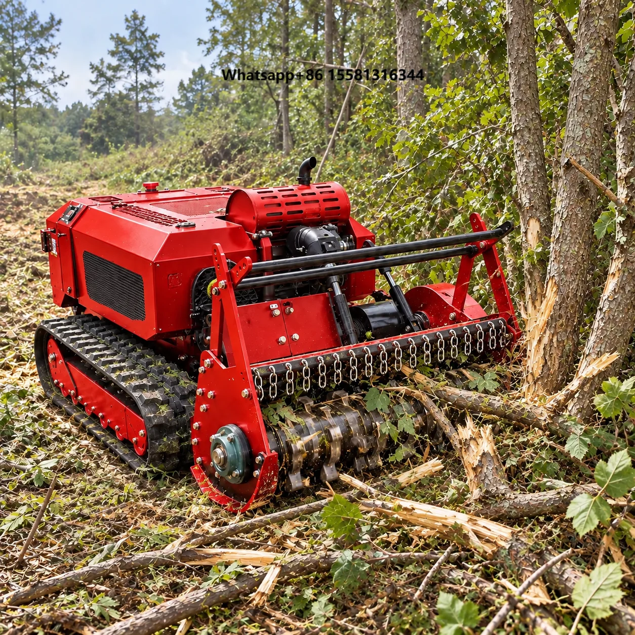 800MM Heavy Duty Mulcher Land Clearing Machine Remote Control Brush Cutter for Forest Undergrowth Shrubs Vines Small Trees