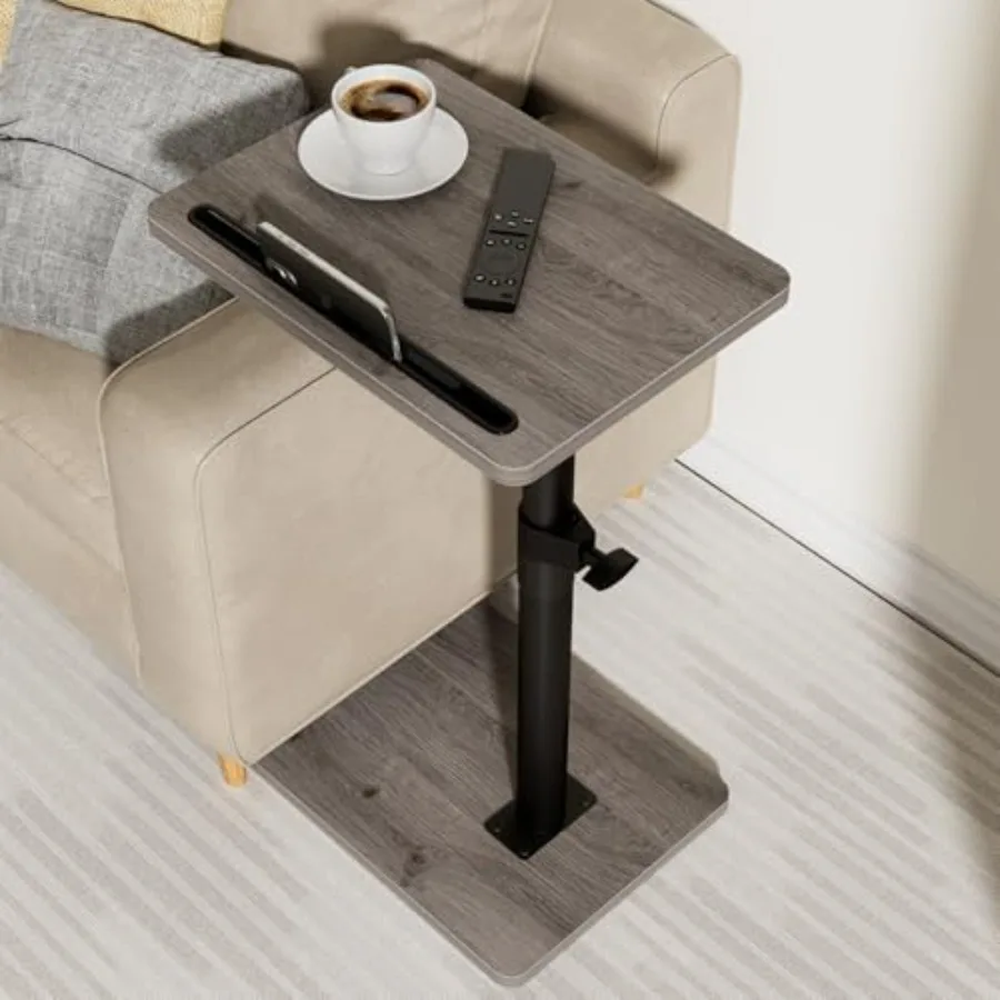 

Приставной столик-поднос для дивана - 360 ° Прикроватный/пристульный столик с регулировкой высоты и поворотным механизмом для небольших помещений, для закусок, с подставкой для телефона