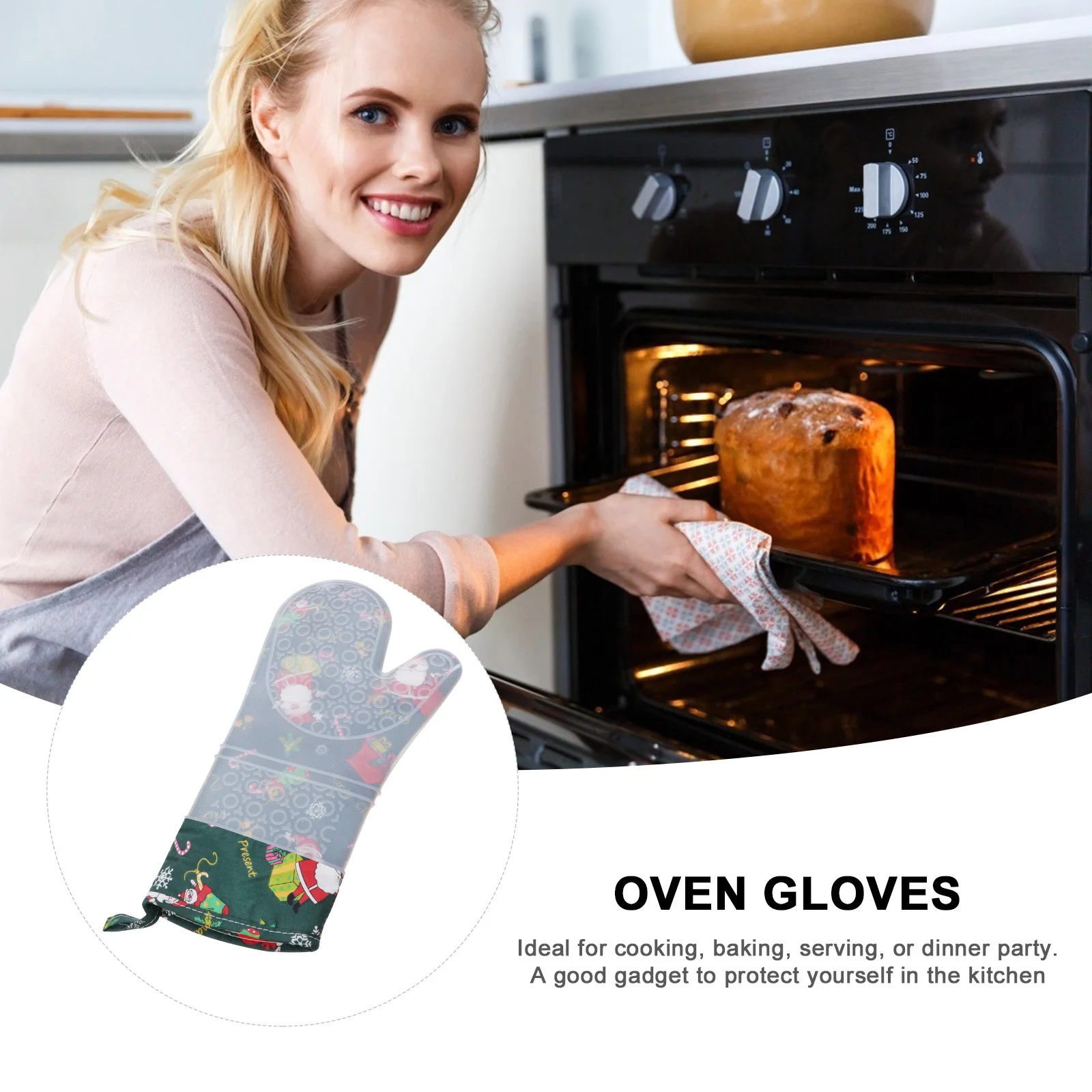 

High Temperature Resistance Non-slip Silicone Gloves Miss Oven Cotton Color Heat Insulation
