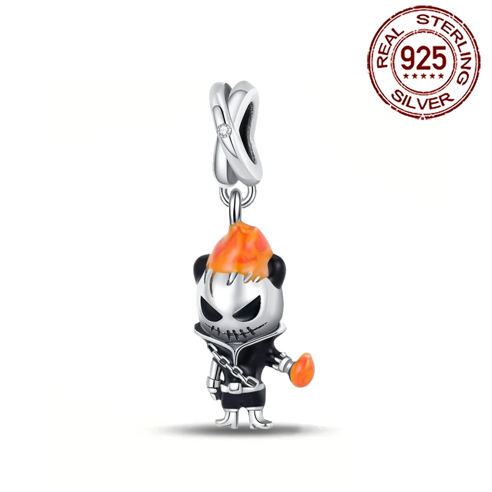 

Danturn 925 Sterling Silver Original Beads Cool Ghost Rider Dangle Charm fit Snake Chain Bracelet Fashion Women Jewelry Making