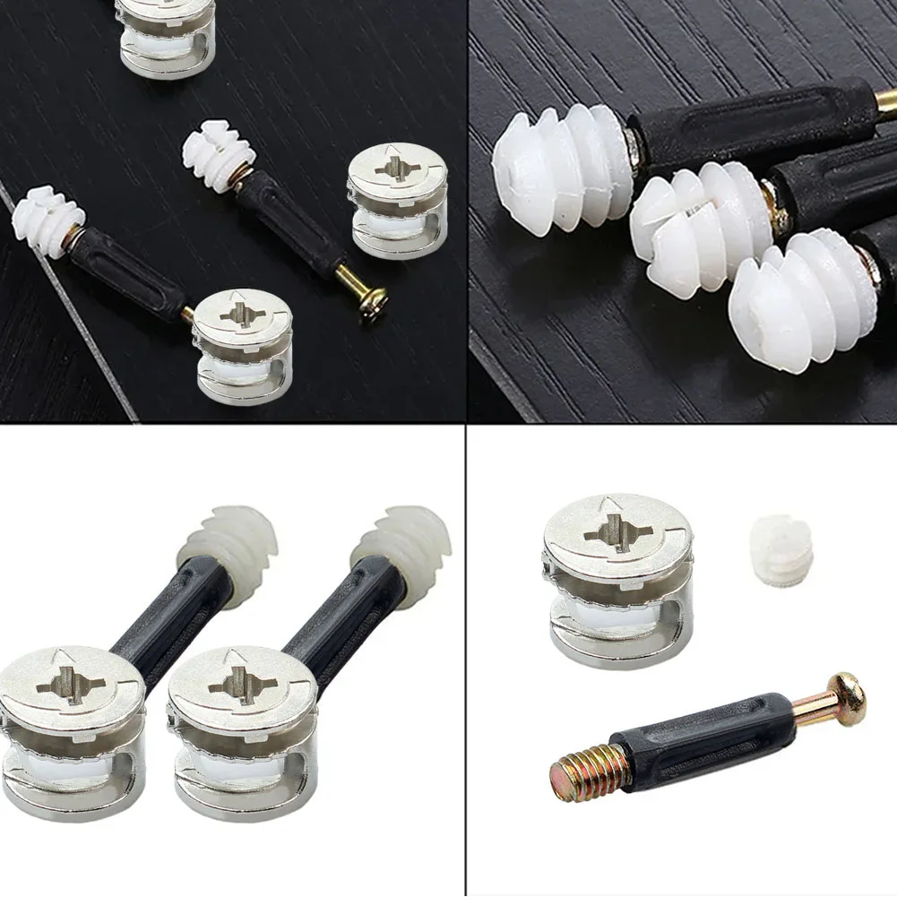 10Pcs Eccentric Three-in-one (cam Accessory + Pin + Pre-inserted Nut) Fastening Connector Furniture Quick-Release Rod Connector