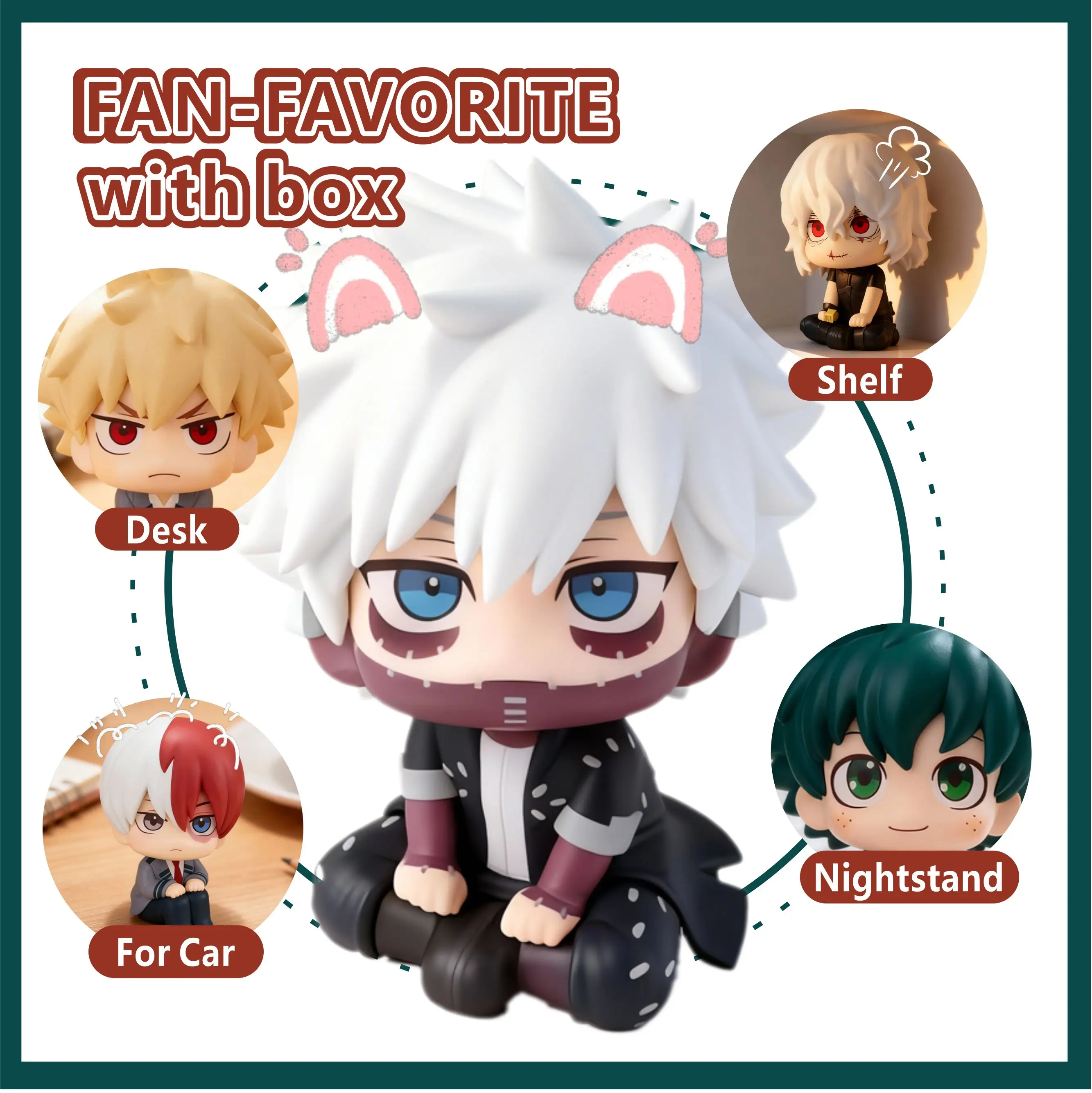 الأكاديمية الجديدة My Hero (MHA): تمثال Tomura Shigaraki / Izuku Midoriya / Katsuki Bakugo Cute Chibi PVC | نموذج لعبة قابل للجمع #2