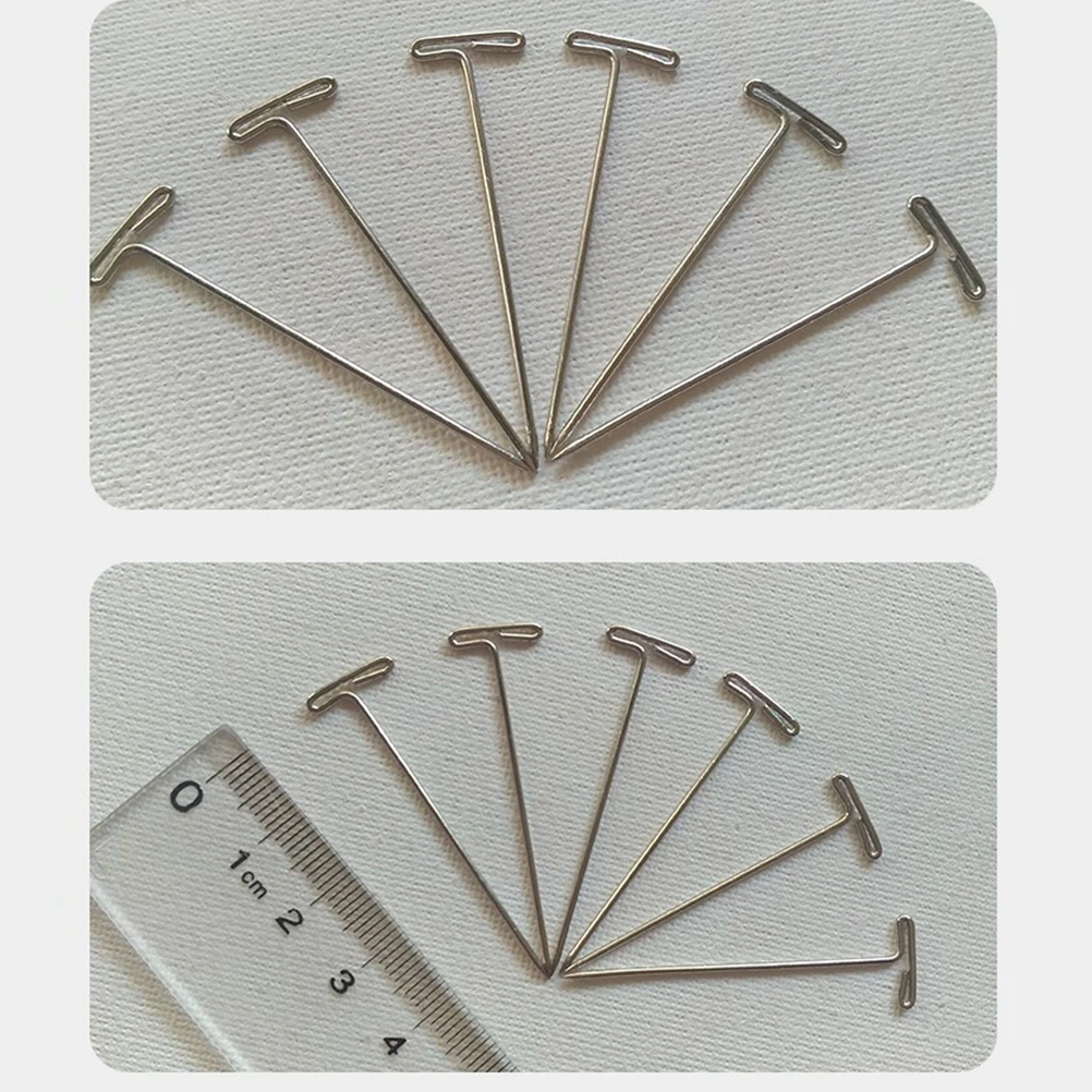 

100pcs T-pin inch Steel T Pins Nickel-plated Steel Pins for Wigs Knitting Styling Making Jewelry Display Cases
