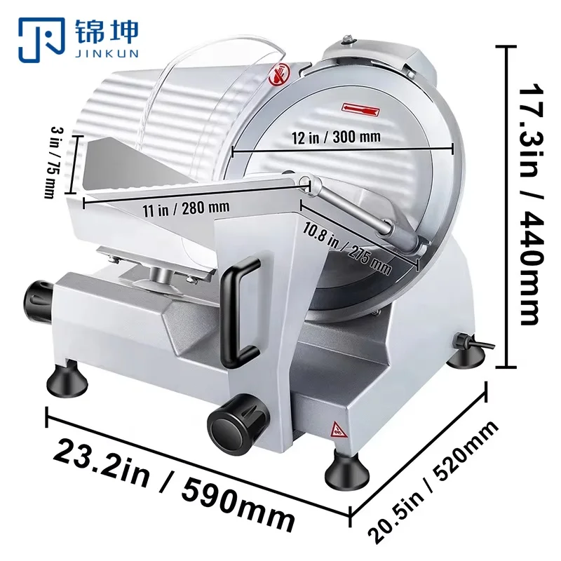 

Commercial Electric 300ES-12 12Inch 320W Semi-Automatic Frozen Meat Slicer Electric Food Cutting Machine Kitchen New Condition