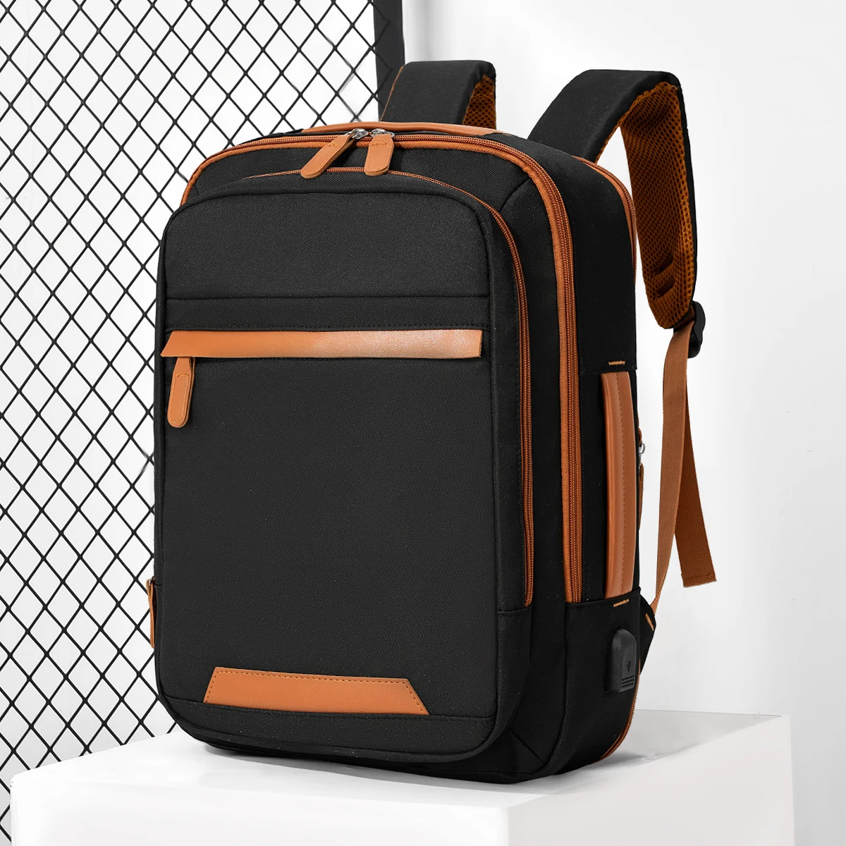 Hochwertiger wiederaufladbarer USB-Rucksack für Herren, wasserdichte Tasche, großer Laptop-Rucksack, Unisex, Schultasche, Jugendrucksack – Detail 13