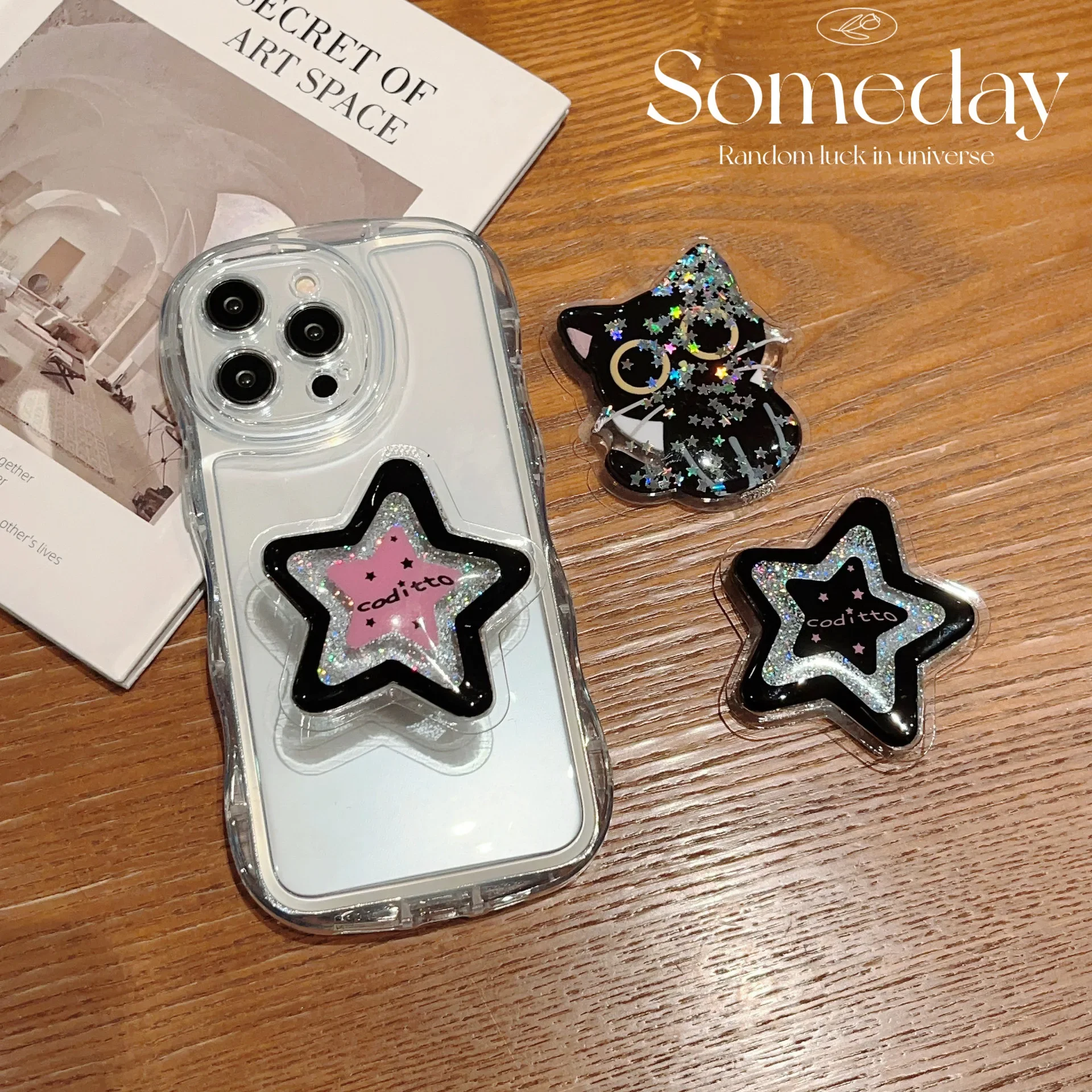 BOHO QUICKSAND SEHLL STAR SMART TOK Universal Phone Holder ins Conch Phone Bracket White Grip Lazy Finger Stand Socket