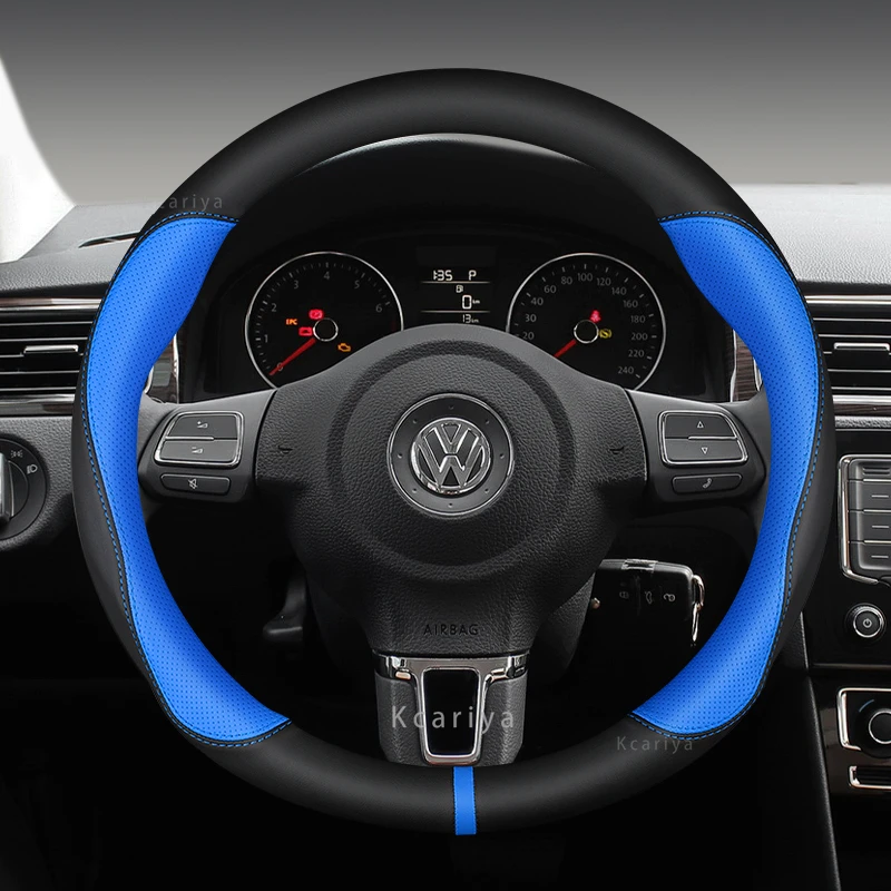 New Fashion Leather Car Steering Wheel Cover for Volkswagen Magotan Arteon Golf GTI Beetle CC Tiguan Bora Santana Scirocco