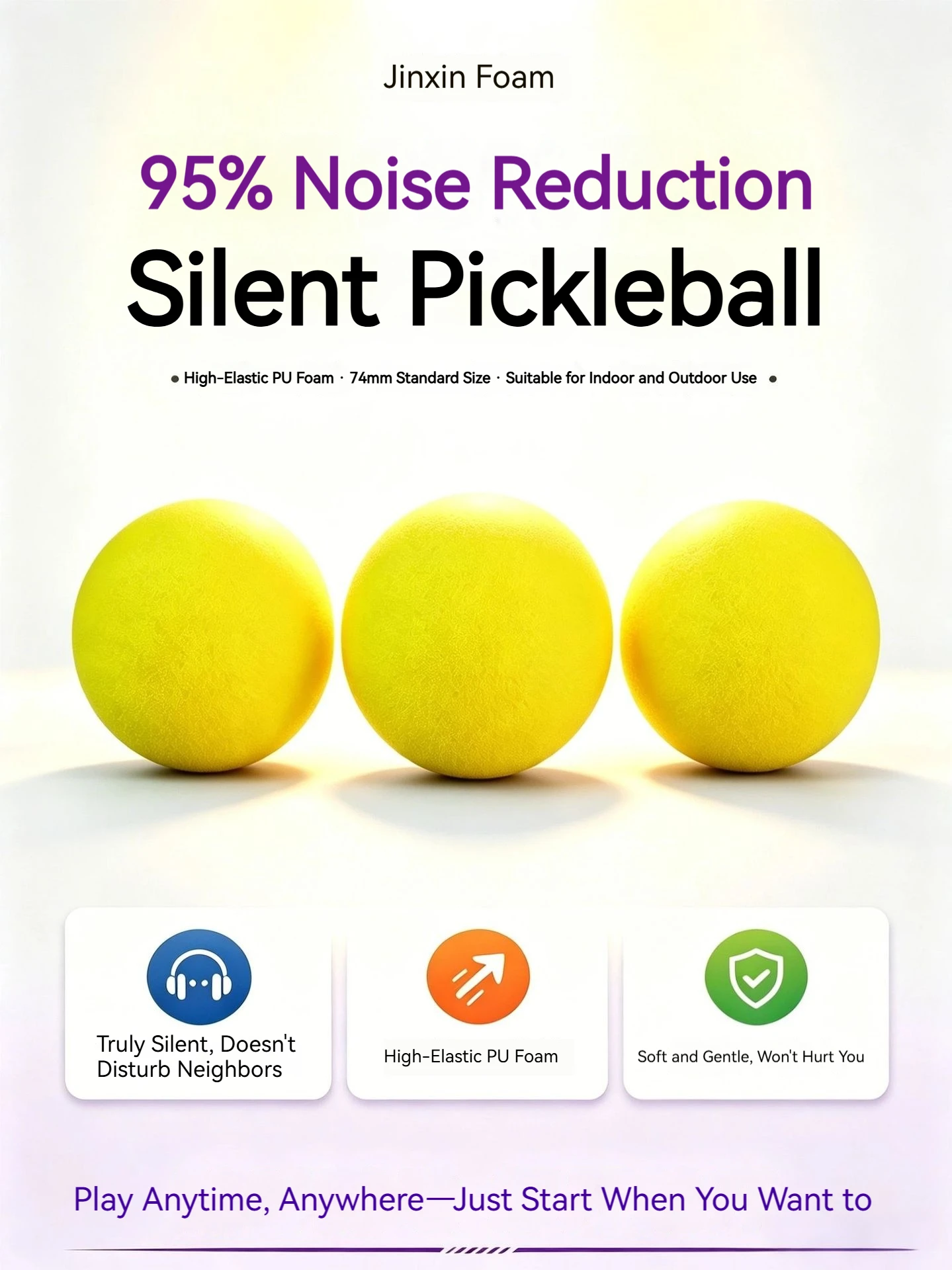 74mm High Rebound Mute Ball PU Foam Noise Reduction Ball Silent Quiet Indoor Outdoor Universal Entertainment Sponge Ball