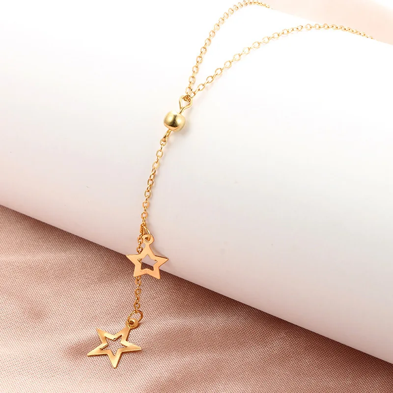 Fashionable Exquisite Long Hollow Star Pendant Necklace for Women Pentagram Accessories Neck Chain Women\'s Decoration Gift