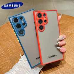 Shockproof Matte Transparent Case For Samsung Galaxy S24 S23 S22 S21 S25 Ultra Plus FE 5G Luxury Original Clear Protection Cover