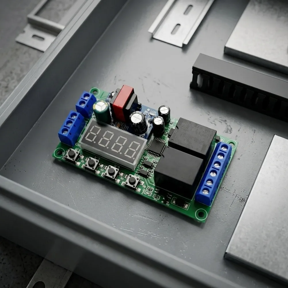 Programmable AC 220V Dual Channel Delay Switch Module with 38 Timing Modes and 4-Digit Digital Display for Automation Control