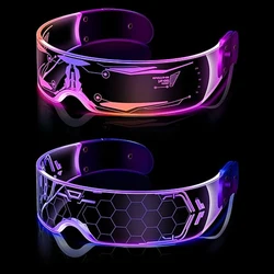 Led 기술 안경 멋진 콘서트 DJ 용품 다채로운 조명 미래 지향적 인 투명 안경 다채로운 로봇 스타 Led 안경