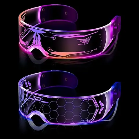 Led 기술 안경 멋진 콘서트 DJ 용품 다채로운 조명 미래 지향적 인 투명 안경 다채로운 로봇 스타 Led 안경