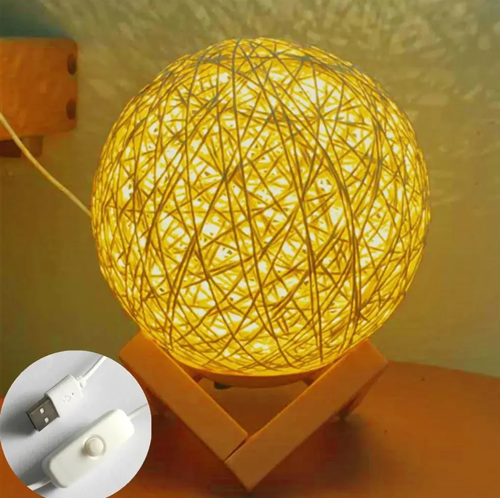 Ins Fashion Wooden Round Night Light Home Lamps Decor Creative Gifts Luxury Soft Starry Lights