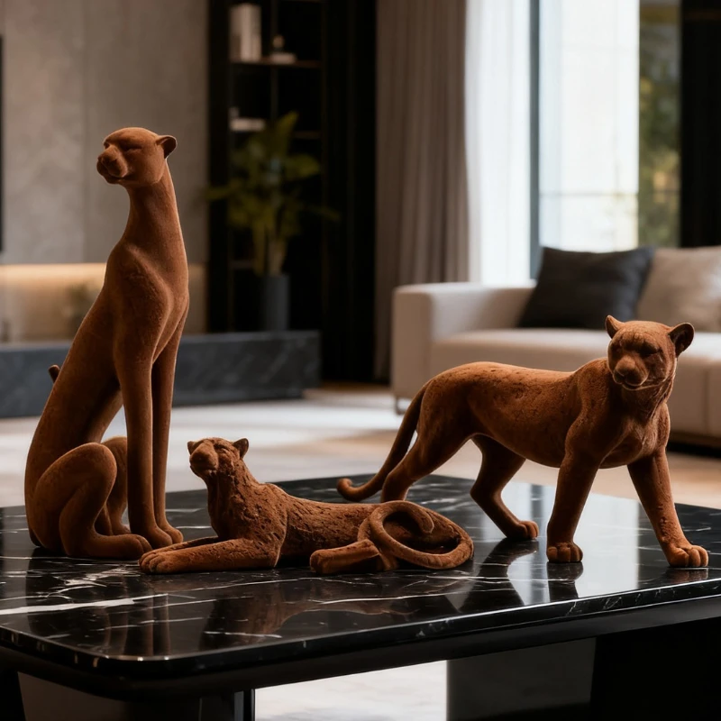 

Lifelike Resin Leopard Statue,Luxury Foyer Living Room Decor,Creative Bar Cabinet Mascot Modern Animal Sculpture Gift for Home