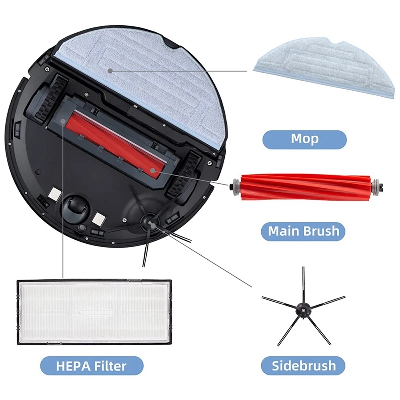 Untuk Roborock S7 S70 S75 S7max S7maxv T7S sikat sisi utama pel Filter HEPA Kit aksesori Penyedot Debu