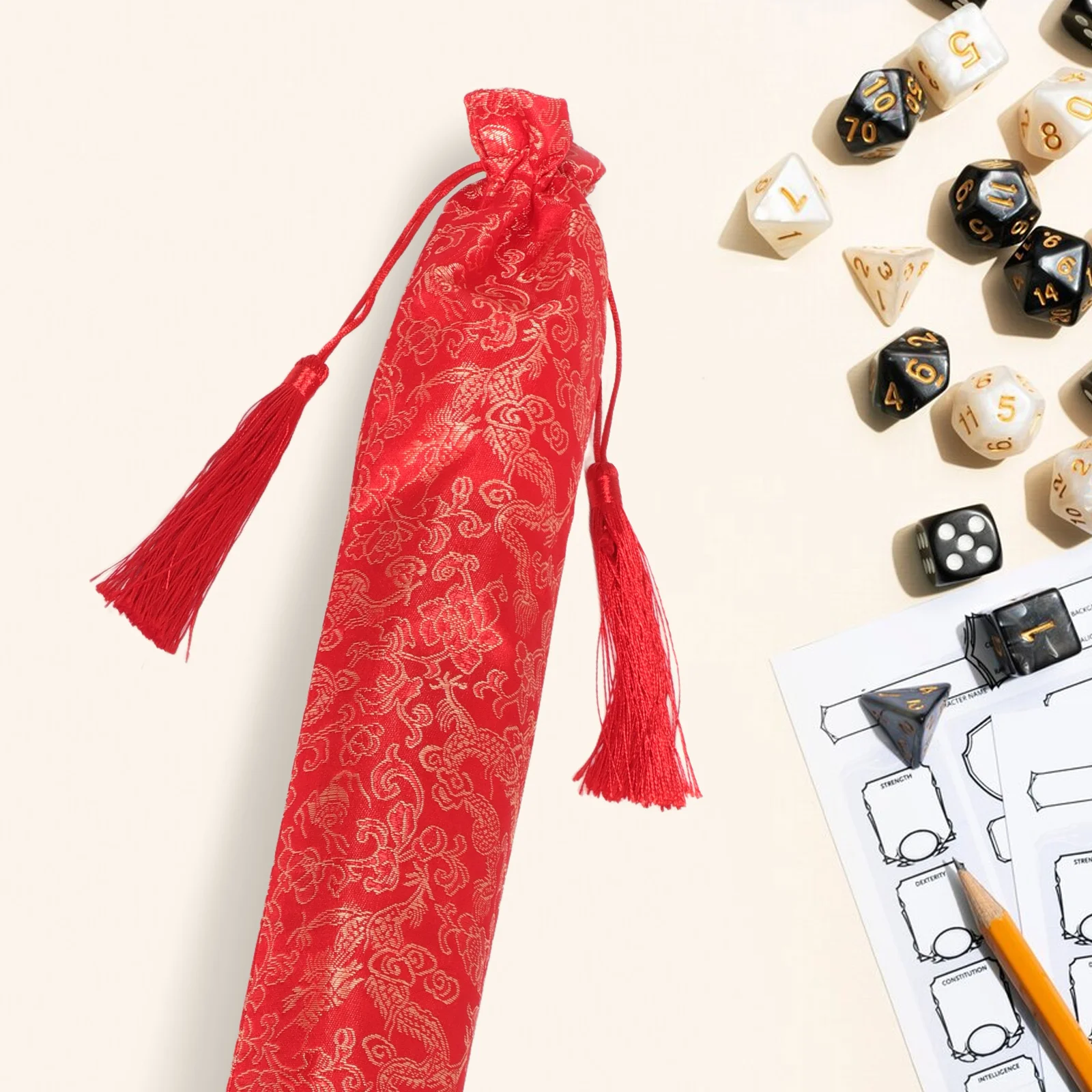 Pokrowiec na licznik do mahjonga, składany, materiałowy ochraniacz, worek ze sznurkiem, organizer na licznik do gry, akcesoria.