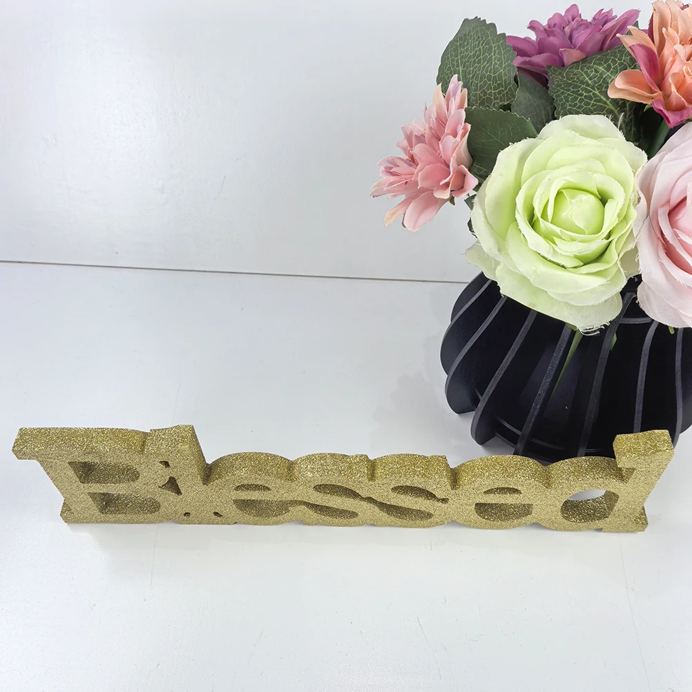 

Blessing Statue Ornaments Farmhouse Letter Sign Dining Table Golden Delicate Wooden Letters