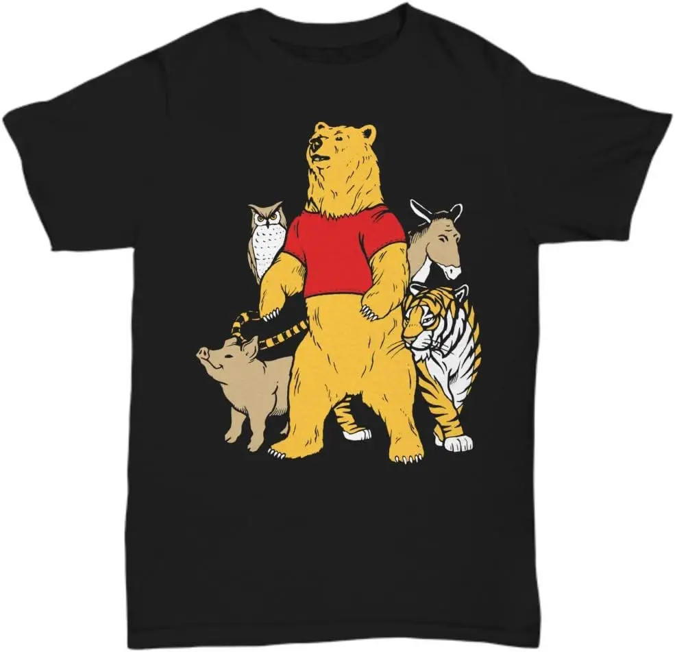 Pooh Bear and Friends Gangsters t-Shirt Funny Parody Animal Shirt - Unisex Tee Black