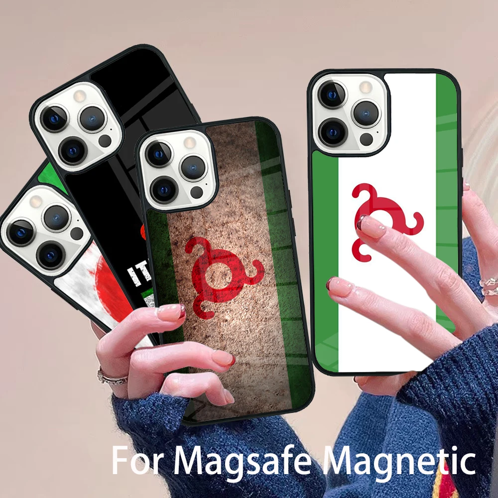 

Ingushetia Flag Phone Case Magesafe Magnetic Wireless Charge Cover For IPhone 16 11 12 13 14 15 Pro Max Plus Mini