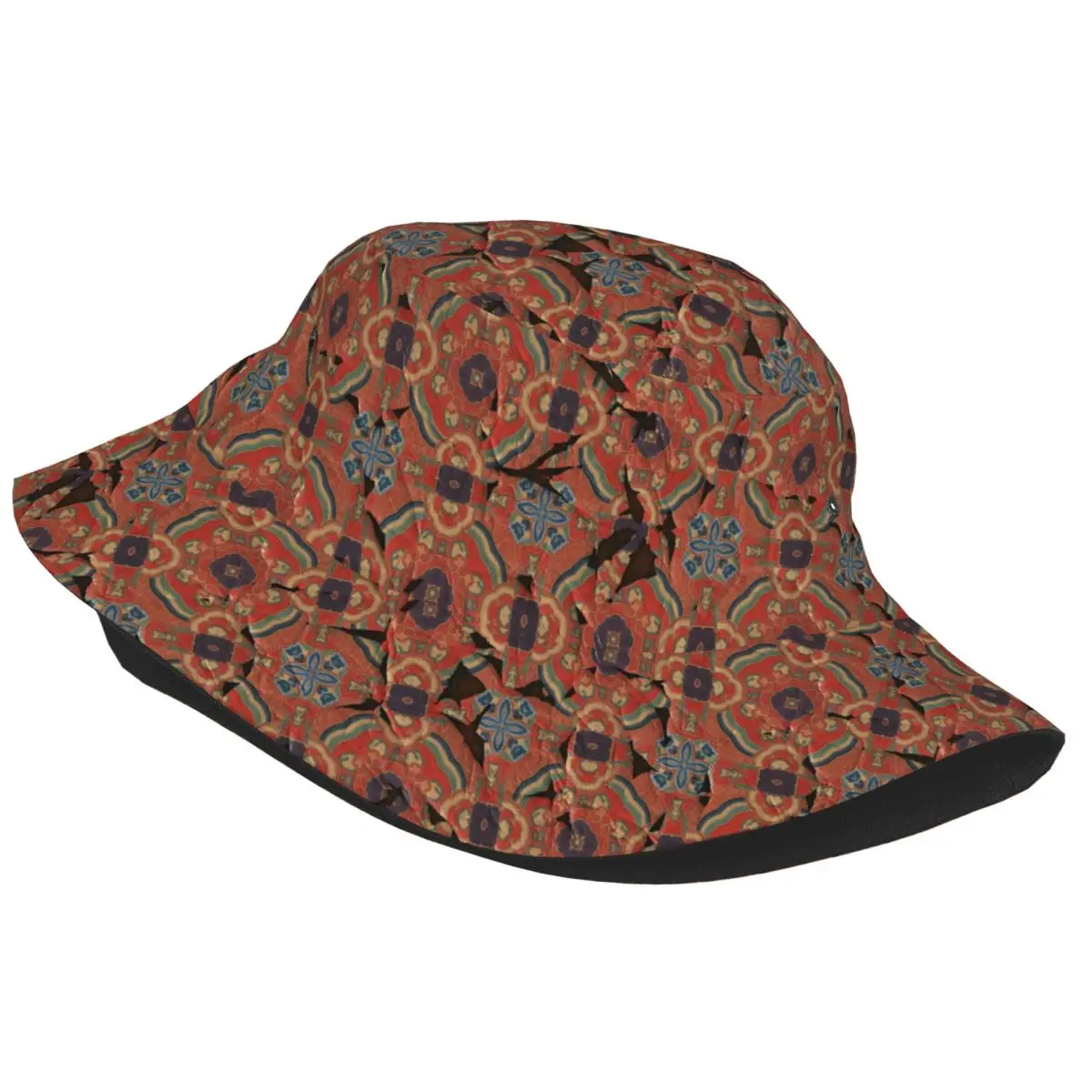 Trendy Ethnic Style Patterns Wallpaper Bucket Hat For Girl Lightweight Bob Hat Travel Headwear