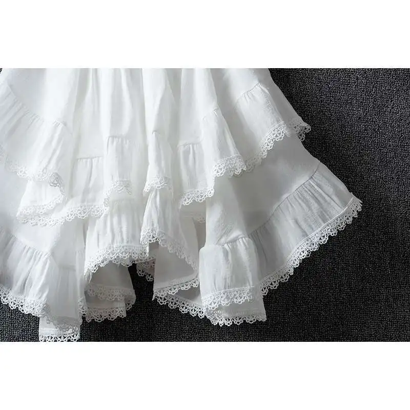 Elastic Waist White Black Irregular Mini Kawaii Skirt Japanese Style School Y2k Aesthetic Ruffles Short Skirts Streetwear Faldas