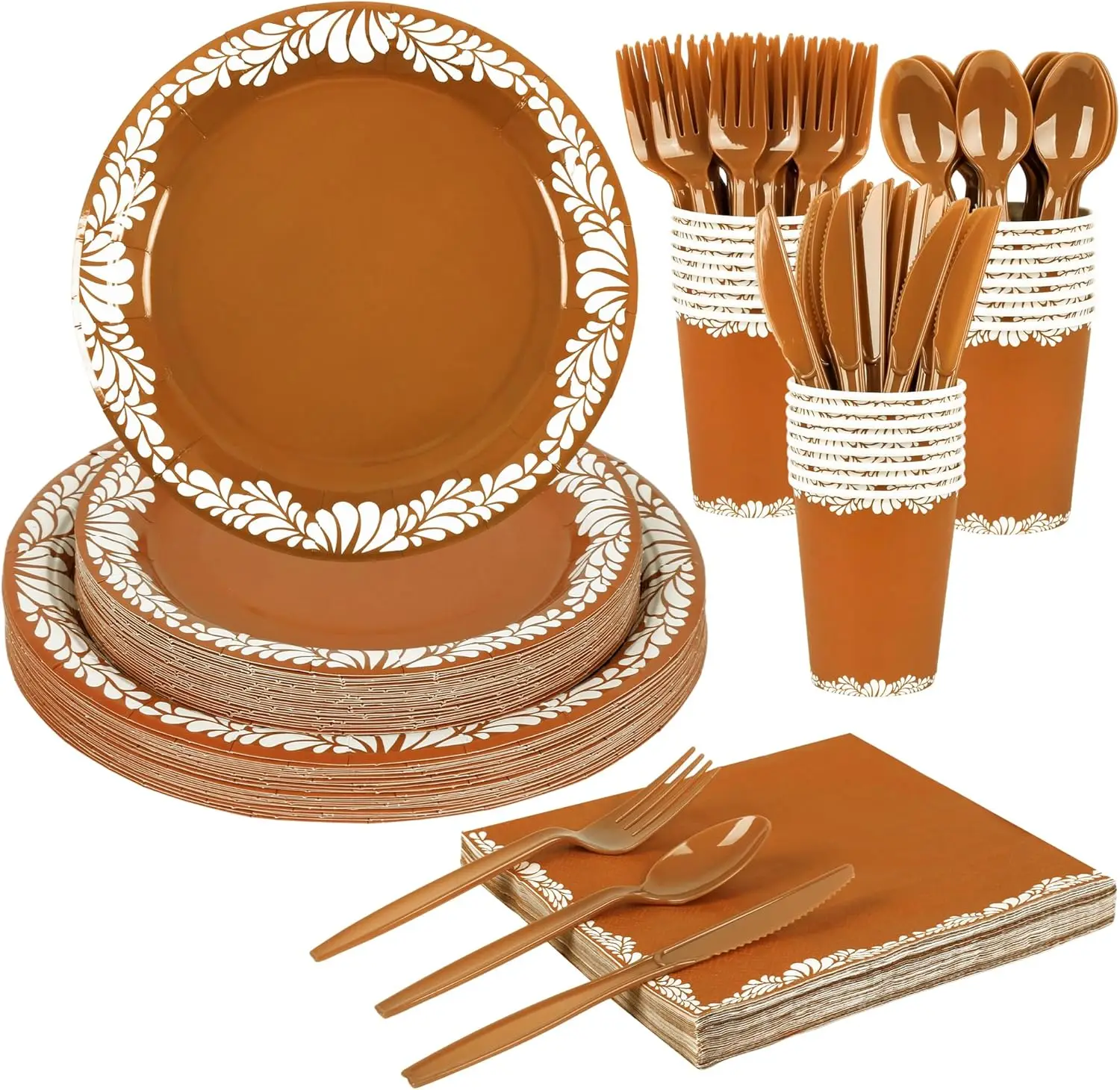 

175 PCS Platos De Barro Mexicanos Fiesta Tableware Set for 25 Guests Cielito Lindo Party Decoration Include Mexican Terracotta