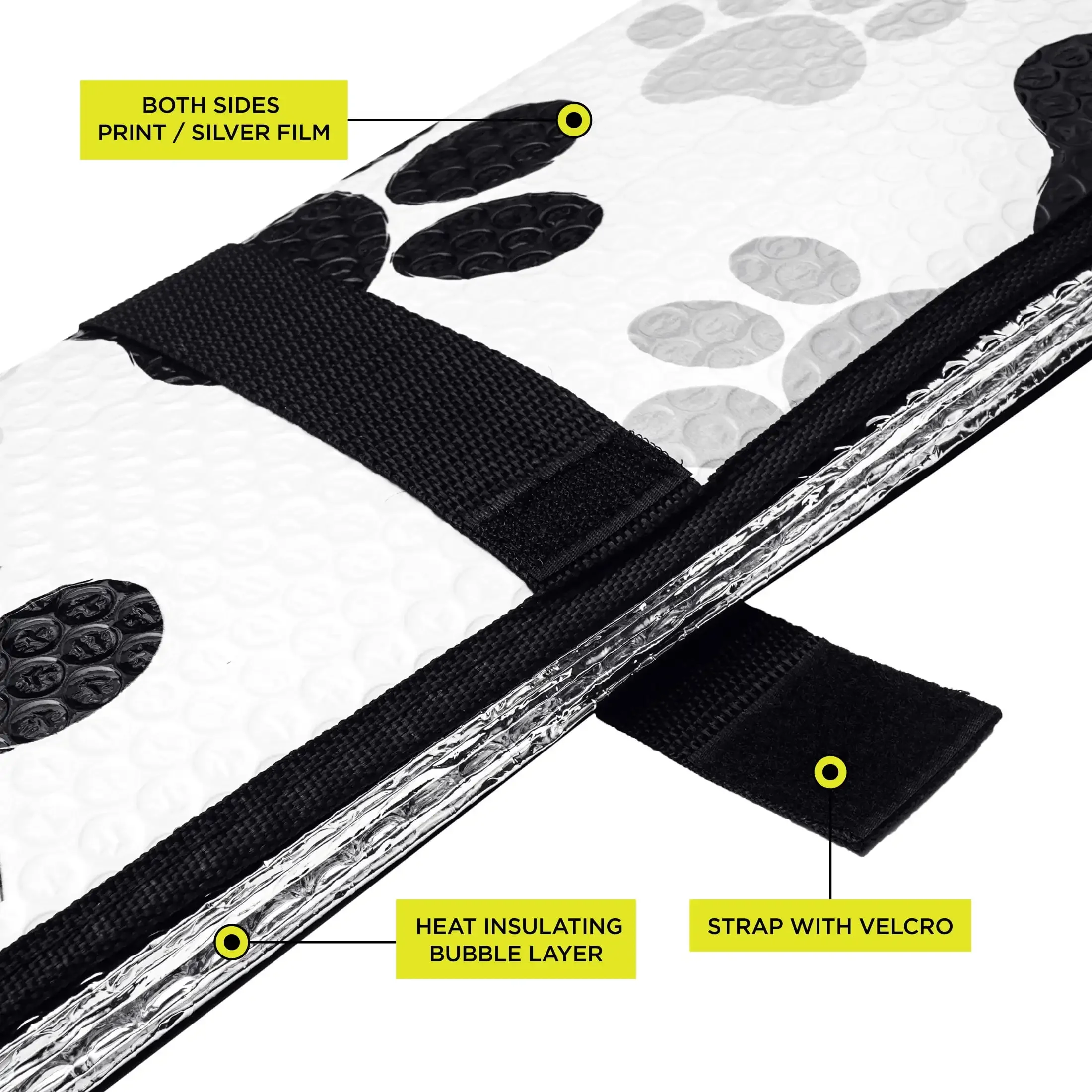 ペット愛好家のための足跡車サンシェード特大63インチx28.5インチアコーディオン折りたたみヒートブロッカーユニバーサルフロントガラス