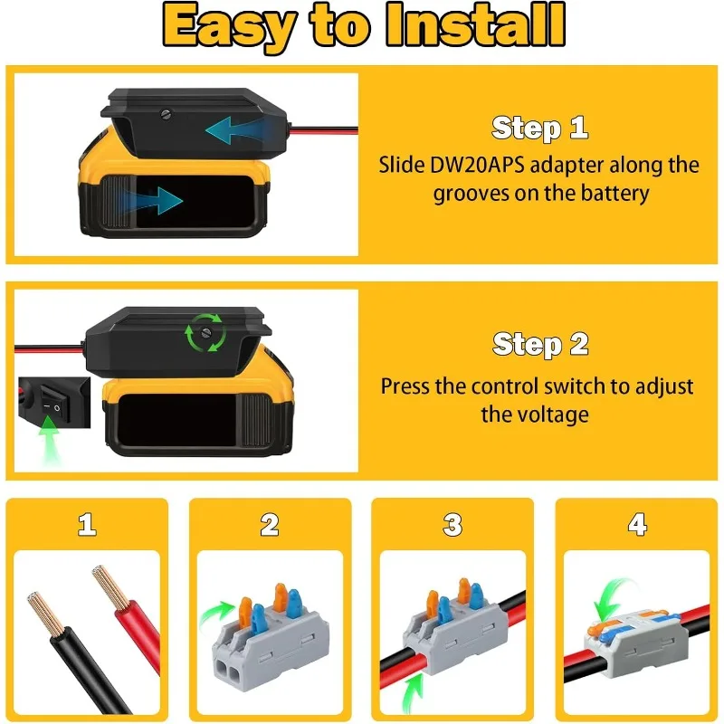 تيار مستمر 18 فولت إلى 12 فولت محول خفض الجهد ل ديوالت/ماكيتا/ميلووكي/بوش/Einhell 18 فولت بطارية عجلة الطاقة محول للأدوات الكهربائية #5