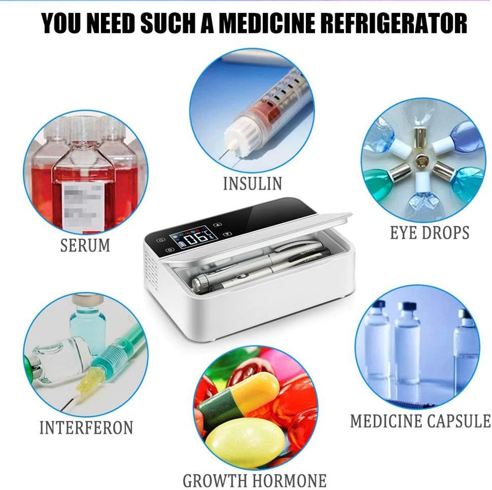 Portable Insulin Refrigeration Box Small Refrigerator Medication Box Serum Interferon Cooler Household Travel Medicine Box