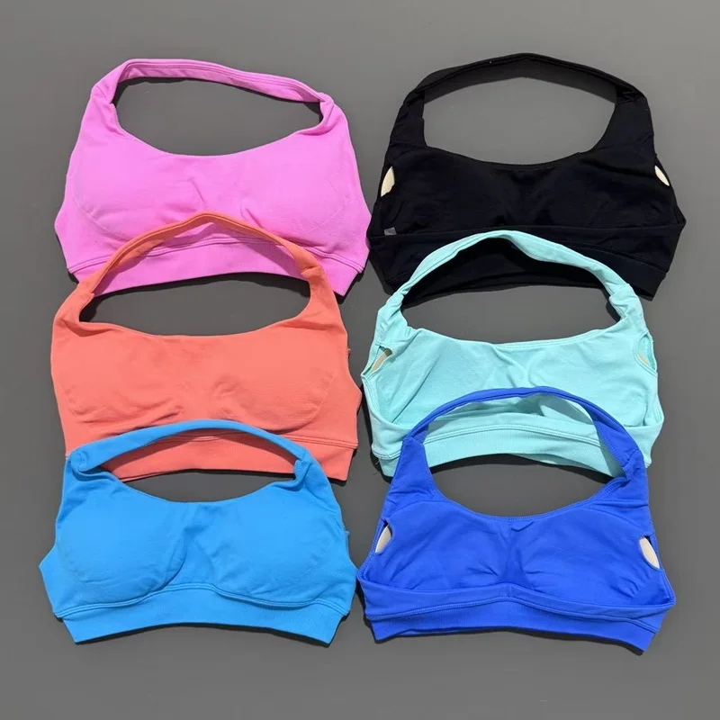 

Спортивный бюстгальтер HISTELLO для женщин, бесшовное нижнее белье для йоги, с лямкой через шею, открытой спиной, топ для спортзала, для тренировок, фитнеса, бега