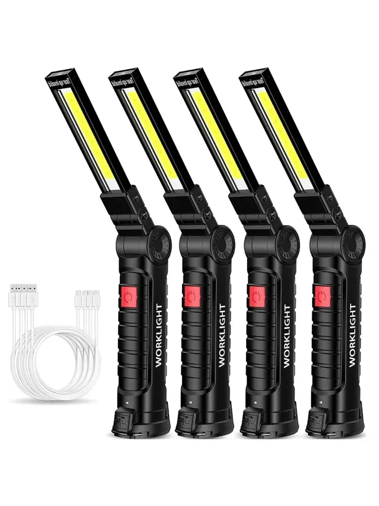 Nova lanterna portátil cob led usb recarregável luz de trabalho lanterna magnética lâmpada pendurada