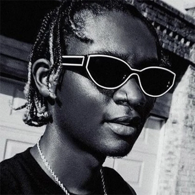 Mode Einzigartige Unregelmäßige Hip Hop Sonnenbrille Y2k Frauen Männer Retro Brille Damen Strand Sonnenbrillen Outdoor Sport mit Metall Scharnier – Detail 2