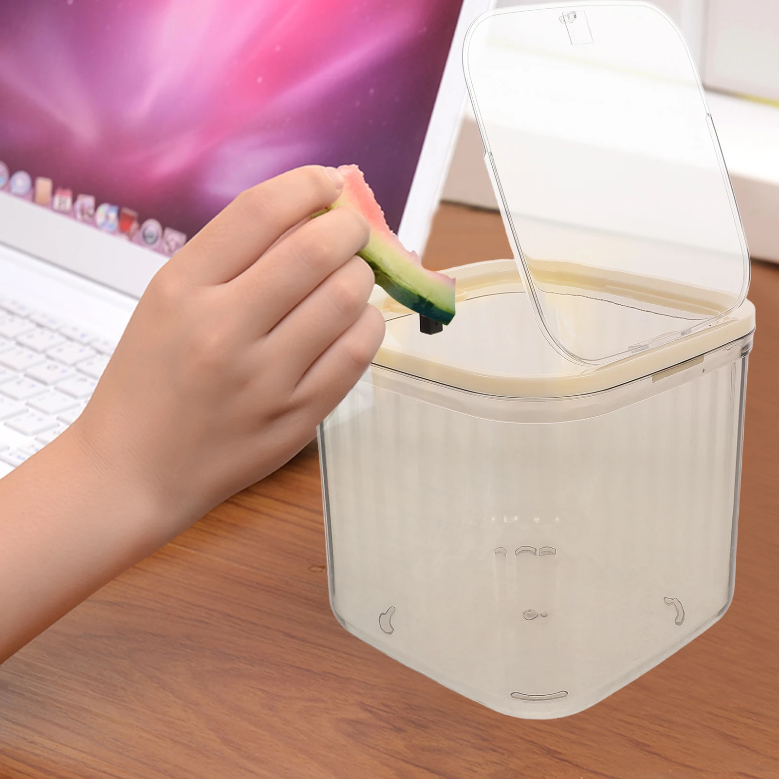 

Desktop Trash Can Tiny for Office Garbage Bin Vanity Mini Plastic Wastebasket with Lid Push Type