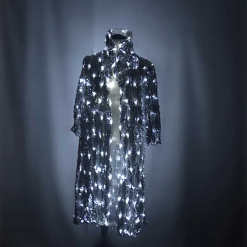 LED Jacket Men Clown Stage Performance Costume Sequins Parade Rave Outfit Nightclub Party Fancy Clothes Carnival Wear New Adult