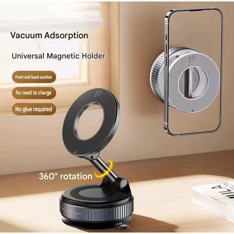 Foldable Magnetic Phone Holder for Car Vacuum Suction Cup Mount with 360° Swivel Pocket Size Universal Stand for Dashboard - view 3