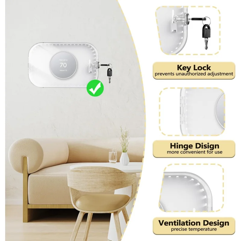 لوحة حائط ترموستات 2 في 1 مع صندوق قفل ومتوافقة مع ملحقات Google Nest 2020، AC