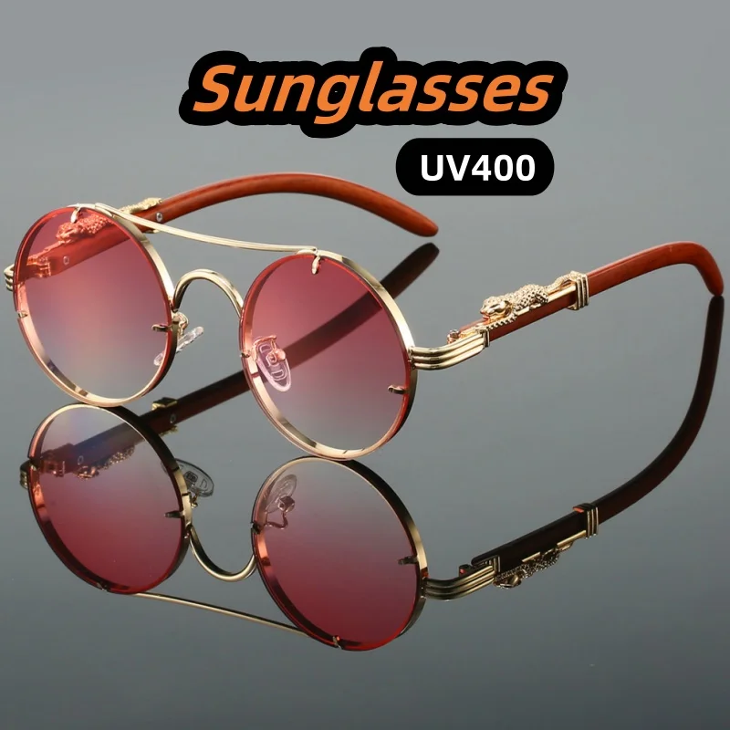 

Retro Metal Full-frame Round Sunglasses for Women and Men UV400 Protection Street Photography Outdoor Travel Shades Glasses